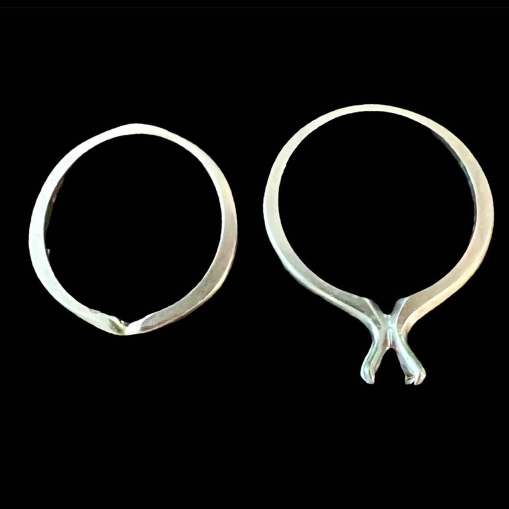 Vintage 14K White Gold Bridal Ring Set Kohinoor Empty Setting Sz 7